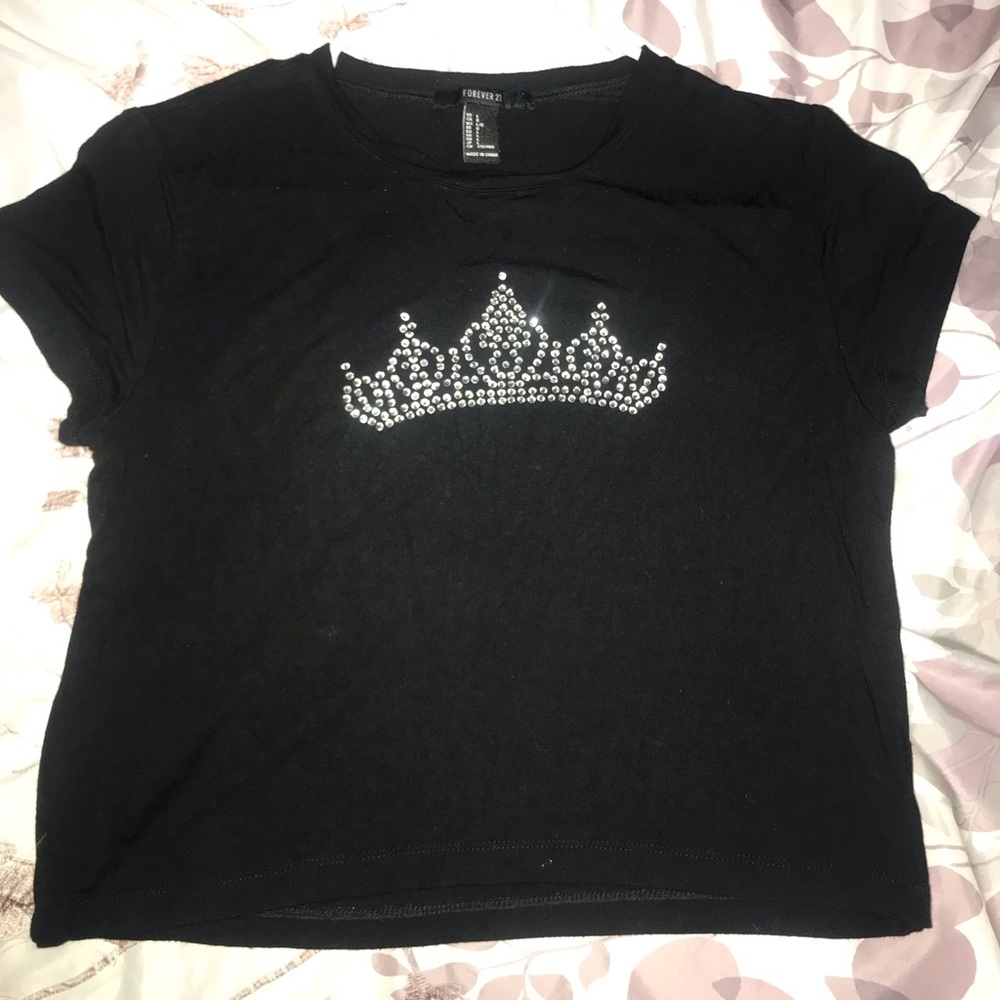 Crown rhinestone crop top